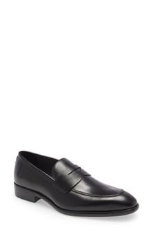 Nordstrom Mens Synthetic Lining/rubber Sole Dino Penny Loafer (Black Leather)