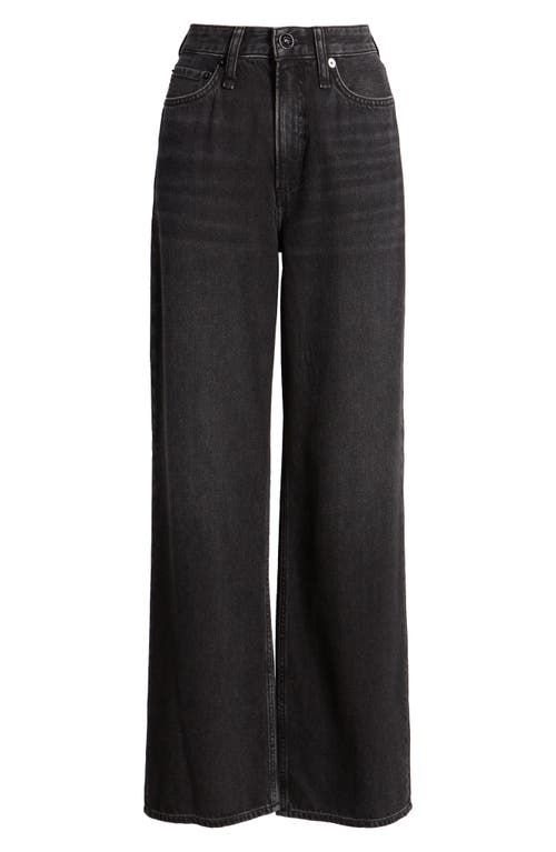 Shop Rag & Bone Featherweight Logan Mid Rise Wide Leg Jeans In Jet Black