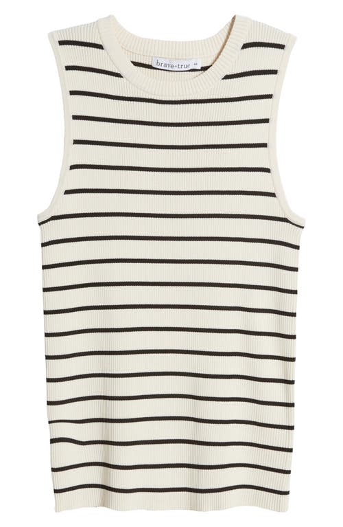 Shop Brave + True Brave+true Tori Rib Stripe Tank In Cream W Black Stripe