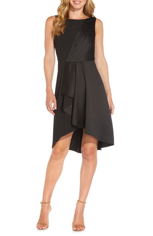 Adrianna Papell Draped Satin & Crepe Cocktail Dress in Black at Nordstrom, Size 12