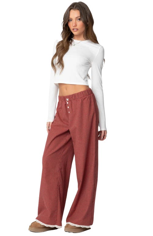 Edikted Dakota Plaid Pants In Red