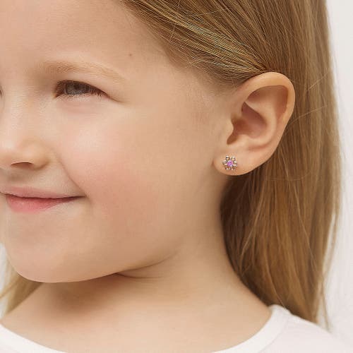 Shop In Season Jewelry Spring Cubic Zirconia Flower Earrings In Pink
