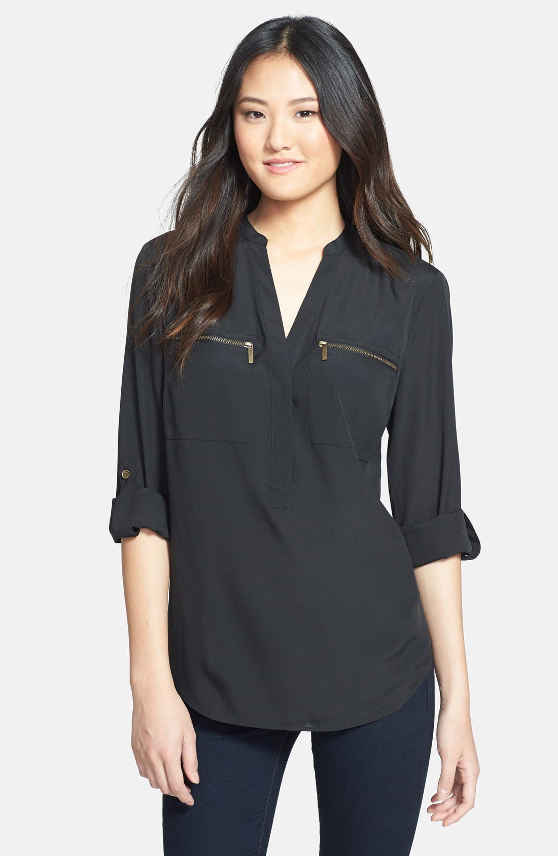 MICHAEL Michael Kors Zip Pocket Blouse Nordstrom