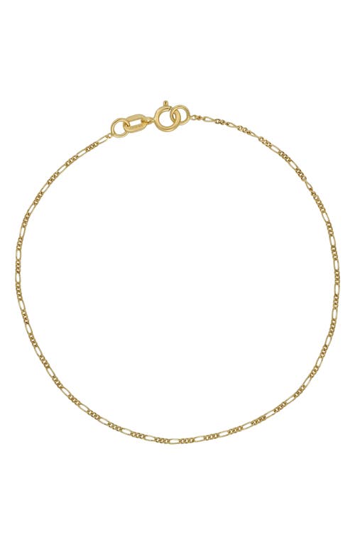 14K Gold Figaro Chain Bracelet in 14K Yellow Gold