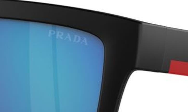 Prada 55mm Rectangular Sunglasses In Black/ Green Blue
