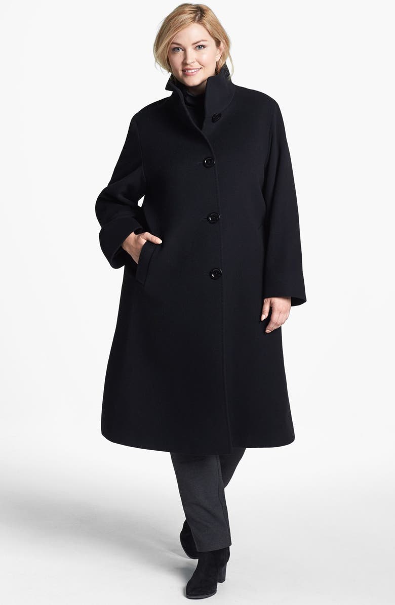 Cinzia Rocca Due Stand Collar Long Wool & Angora Blend Coat (Plus Size ...