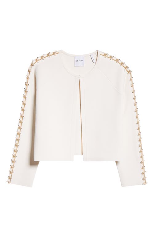 St John Embellished Milano Knit Topper In Ecru