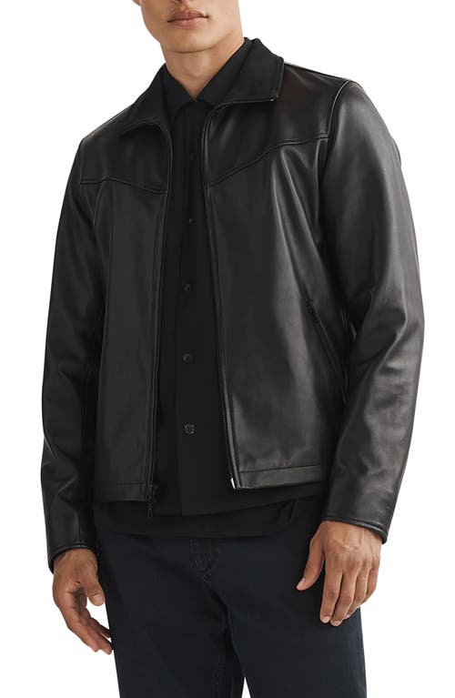 Grant Stand Collar Leather Jacket in Black