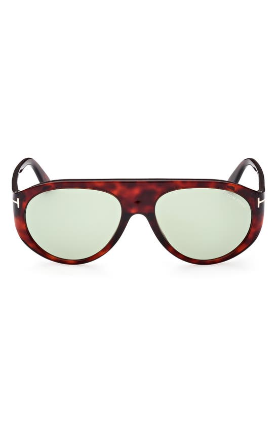 Tom Ford Men's Rex T-logo Aviator Sunglasses In Red Havana / Green