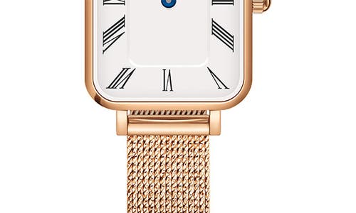 Daniel Wellington Quadro Mesh Strap Bracelet, 20mm X 26mm In Rose Gold