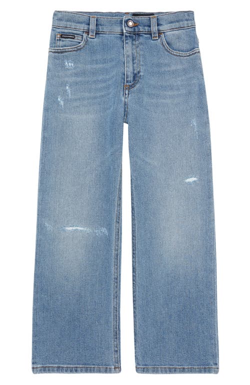 Dolce & Gabbana Kids' Distressed Stretch Denim Straight Leg Jeans S9000 Variante Abbinata at Nordstrom,