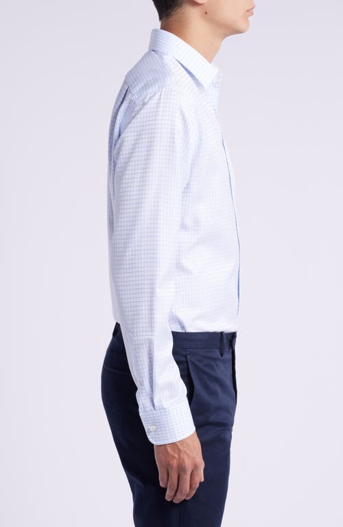 Nordstrom Trim Fit Grid Dress Shirt In White- Blue Twill Grid