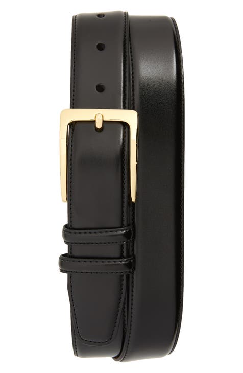 Men Black Semi Formal Leather Belt