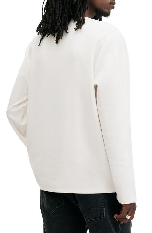 Shop Allsaints Rowe Long Sleeve Cotton Henley In Chalk White