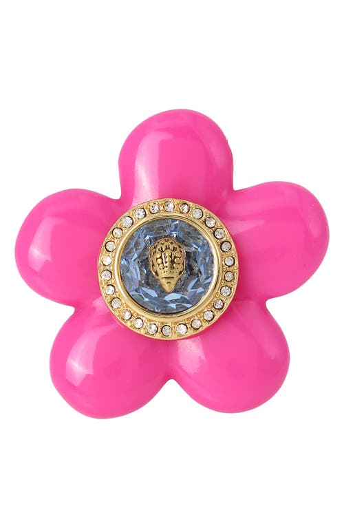 Eagle Head Crystal Flower Ring in Pink