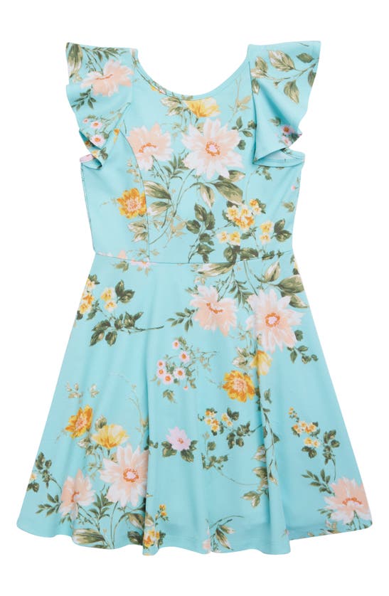 Ava & Yelly Kids' Fit & Flare Patterned Dress In Mint