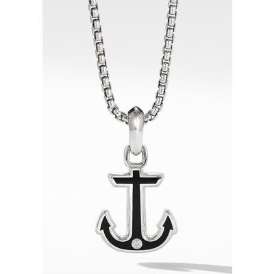 David Yurman Maritime Anchor Amulet With Black Onyx And Center Diamond