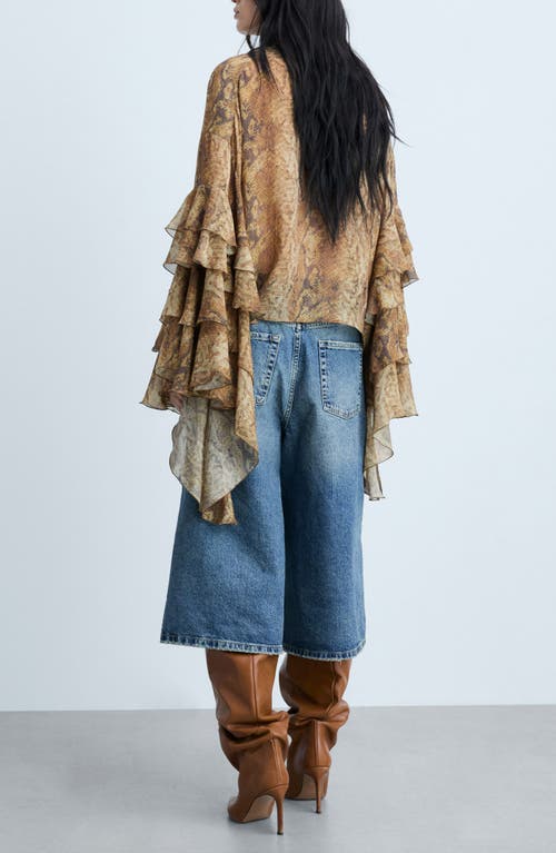 MANGO MANGO CAROLA TIERED BELL SLEEVE CHIFFON TOP
