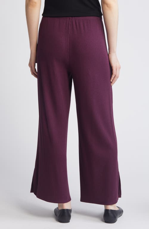 Shop Eileen Fisher Rib Wide Leg Ankle Pants In Blackberry