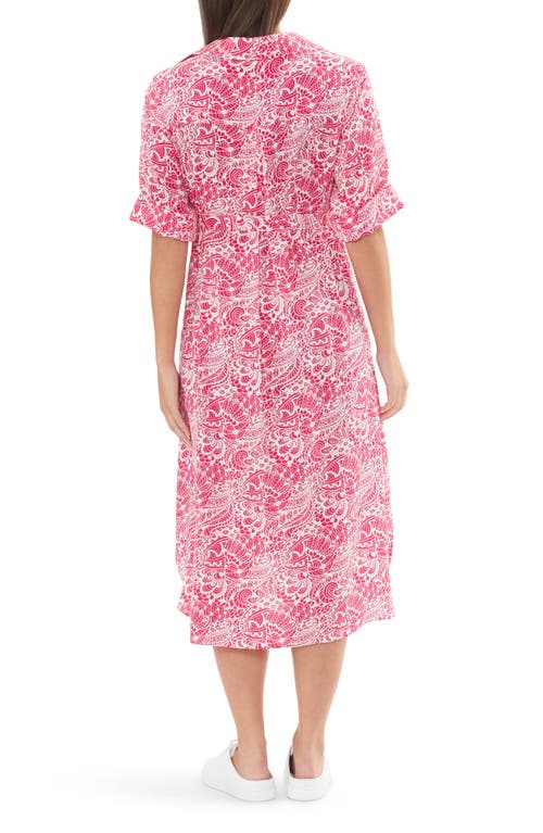 Shop Ripe Maternity Janis Maternity Shirtdress In Hot Pink/white