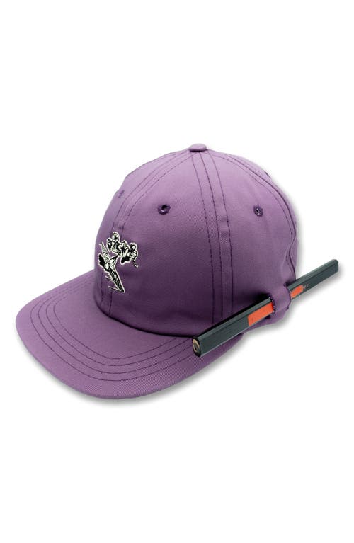 Imperfects Hummingbird Embroidered Director's Baseball Cap in Purple