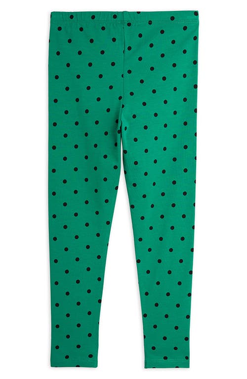 Shop Mini Rodini Kids' Polka Dot Leggings In Green