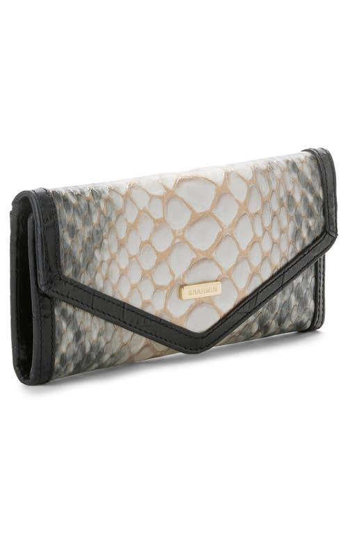 Shop Brahmin Veronica Croc Embossed Leather Envelope Wallet In Black