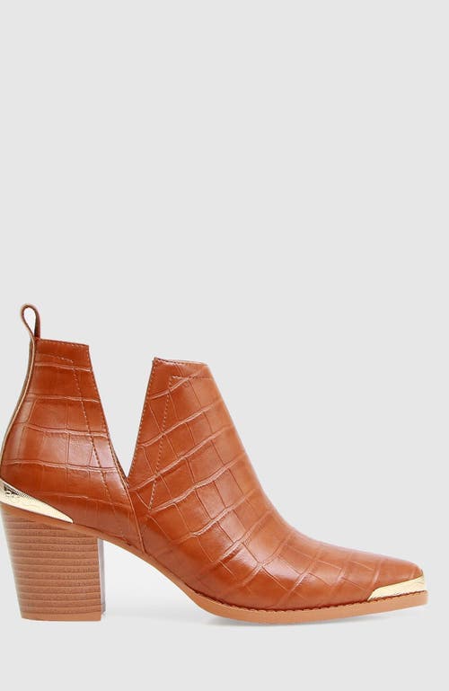 Shop Belle & Bloom Austin Croc Embossed Ankle Boot In Camel