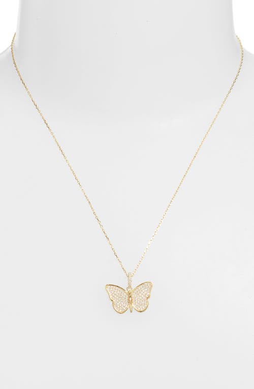 Shop Shymi Pavé Butterfly Pendant Necklace In Gold/white