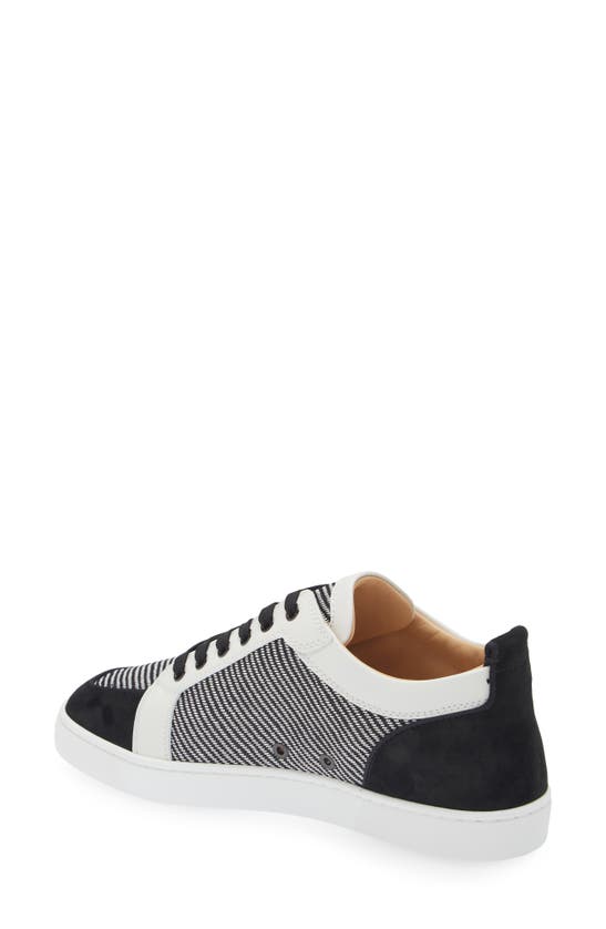 Shop Christian Louboutin Rantulow Mixed Media Low Top Sneaker In Black/ White