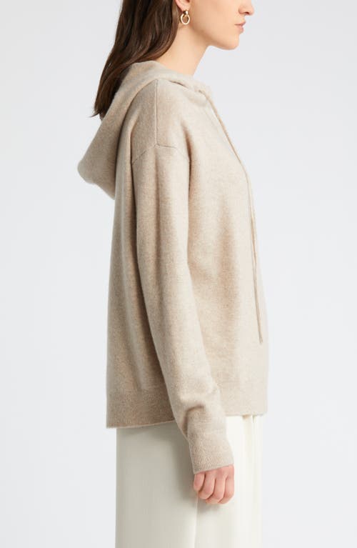 Shop Nordstrom Cashmere Blend Sweater Hoodie Sweater In Tan Doeskin Heather