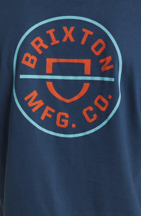 Brixton Crest Ii Logo T-shirt In Moonlit Ocean/burnt Orange/tea