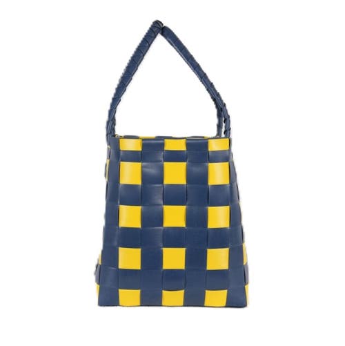 Shop Handed By Paris Spirit Recycled Tote Bags In Blue/maize Classic Weave
