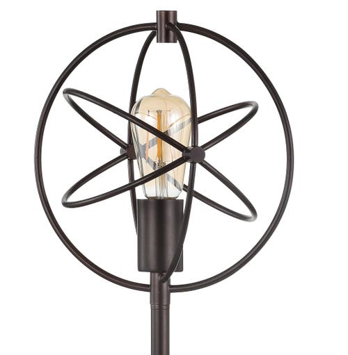 Jonathan Y Atomic Edison Bulb Metal/marble Modern Led Table Lamp In Oil Rubbed Bronze/white