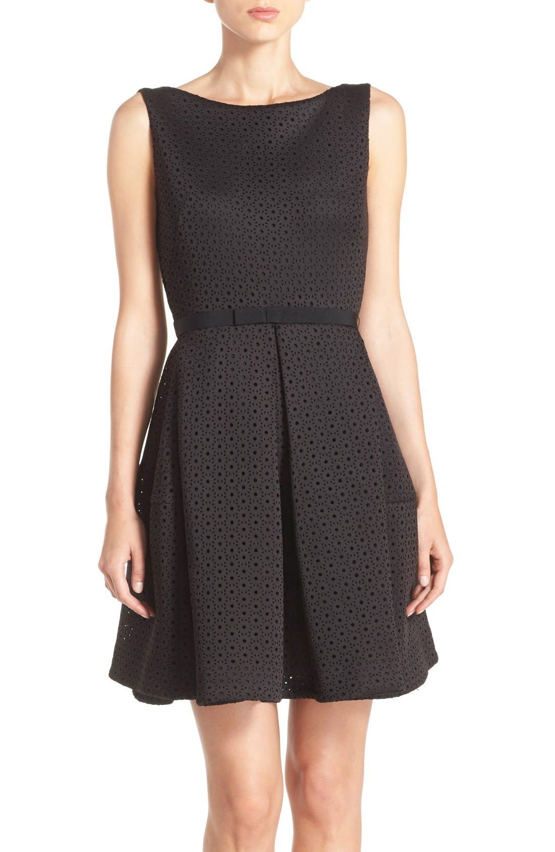Taylor Dresses Laser Cut Scuba Fit & Flare Dress Nordstrom