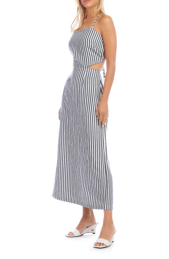 Shop Fifteen Twenty Mia Stripe Open Back Maxi Dress In Blue Stripe