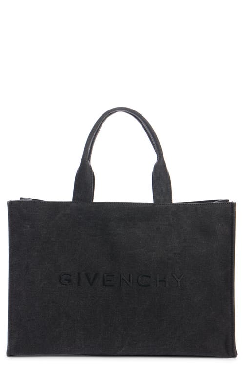 Shop Givenchy Logo Embroidered Canvas Tote In Black