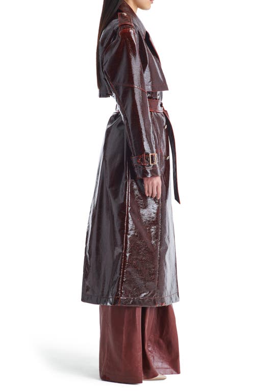 Shop Twp Foreign Affair Leather Trench Coat In Burgundy