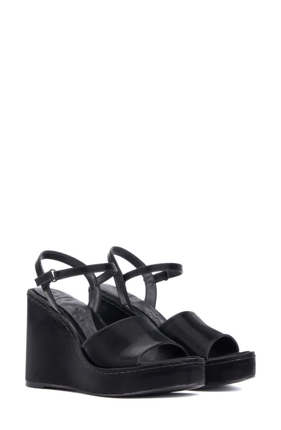 Shop Olivia Miller Magnetic Platform Wedge Sandal In Black