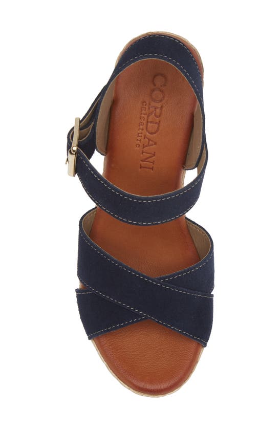 Shop Cordani Brittany Ankle Strap Espadrille Platform Wedge Sandal In Crosta Navy