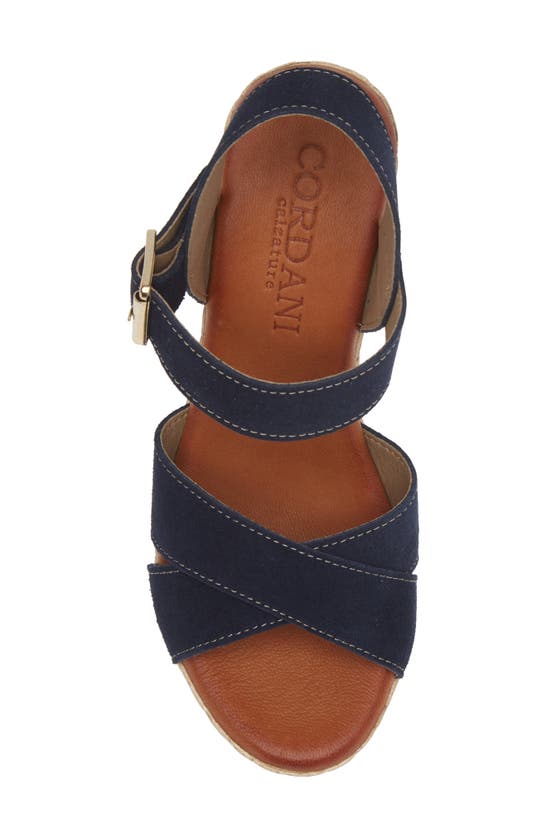 Cordani Brittany Ankle Strap Espadrille Platform Wedge Sandal In Crosta Navy