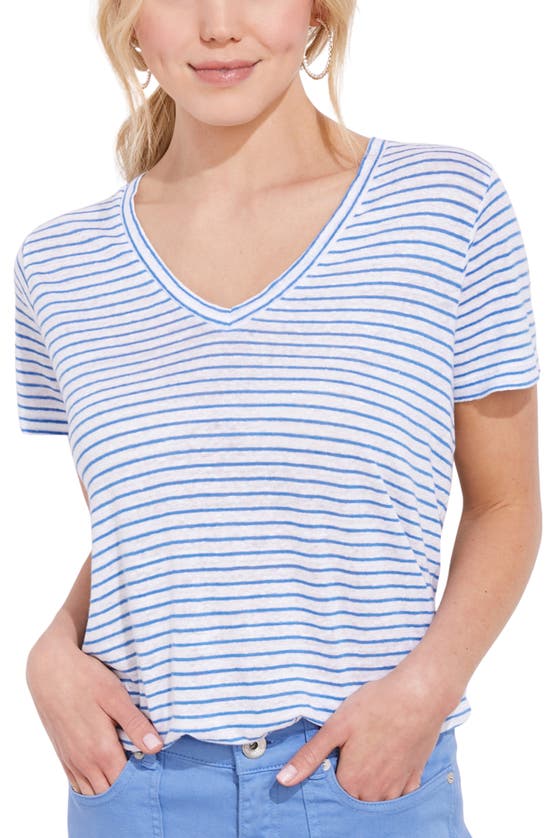 Vineyard Vines Linen T-shirt In Tide Blue Stripe
