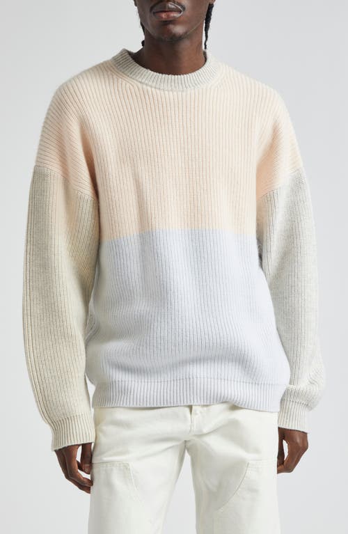 Odd Colorblock Wool Blend Sweater in Tonal White