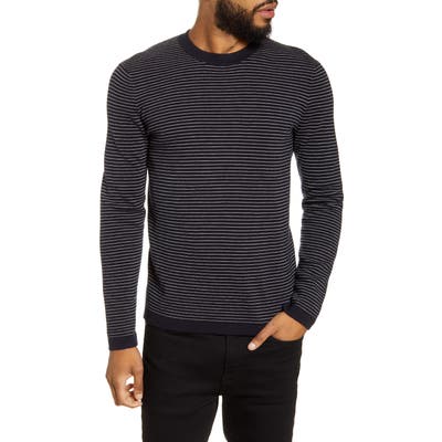 Theory Ollis Stripe Crewneck Wool Sweater, Blue