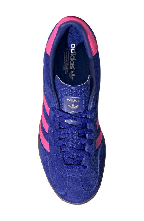 Shop Adidas Originals Adidas Gazelle Indoor Sneaker In Blue/lucid Pink/gum 3