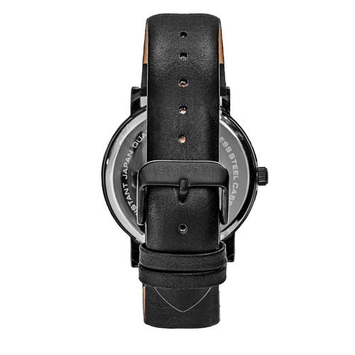 Shop Simplify The 7000 Leather-band Watch In Black