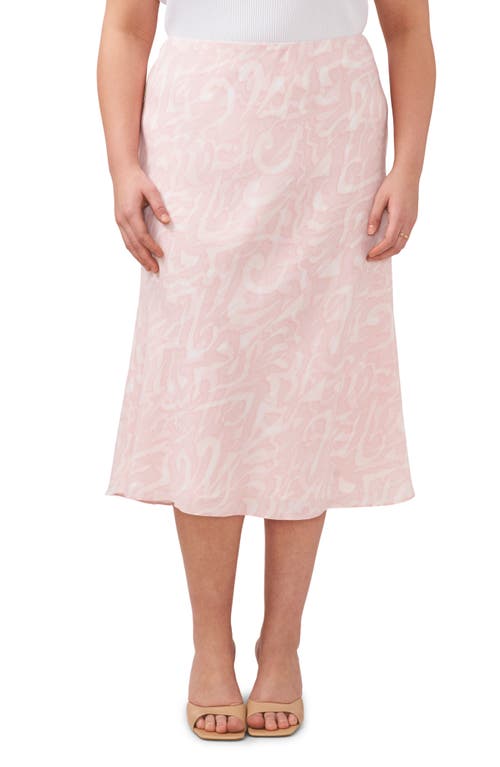 halogen(r) Pull-On Midi Skirt in Scrolling Lines Pink