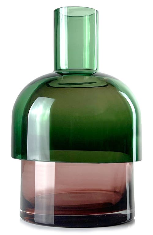 Cloudnola Flip Top Glass Vase In Green/pink