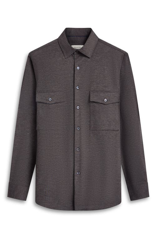 Shop Bugatchi Check Knit Shirt Jacket In Truffle