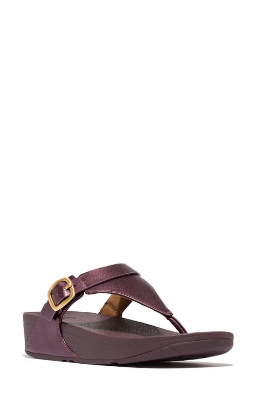 Shop Fitflop Lulu Platform Wedge Flip Flop In Metallic Mauve Wine